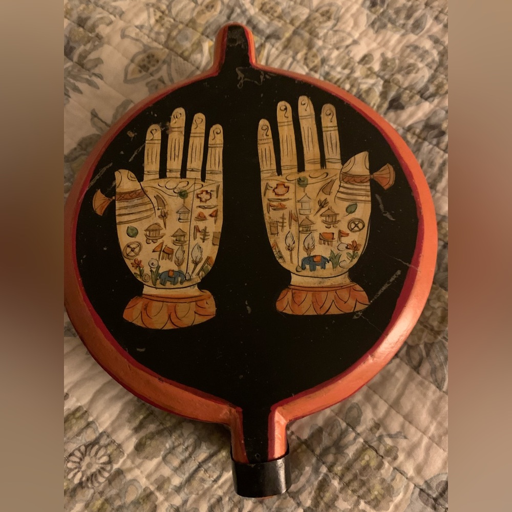 Vintage Wooden Round Jewelry Box